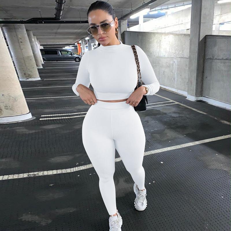 Two Pieces Sports Suit Female Solid Running Sets 