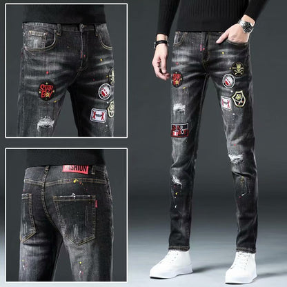 Men's Casual Embroidered Jeans