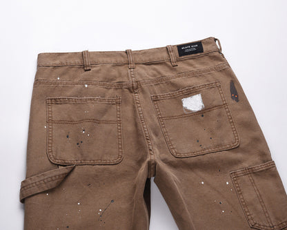 Men's Hand-splashed Ink Graffiti Stitching  Denim Pants